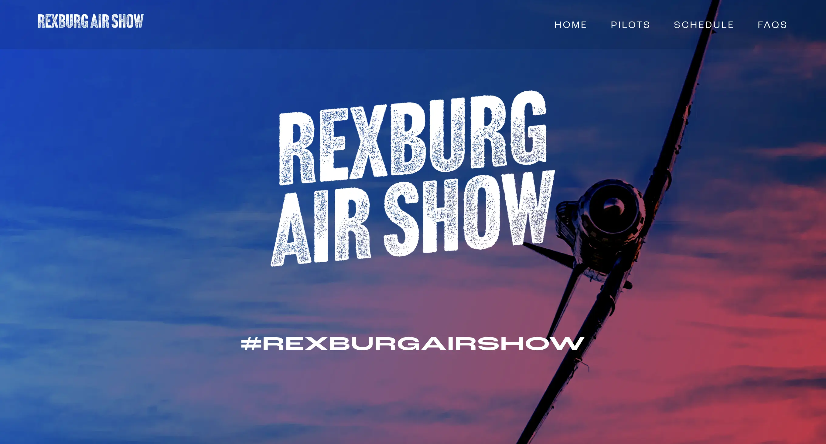 Screenshot of the landing page of the Rexburg Air Show's website.